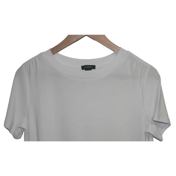 Halogen Women's Pleated Shoulder Short Sleeve Knit Tunic Top in White Small $39 - Picture 2 of 3
